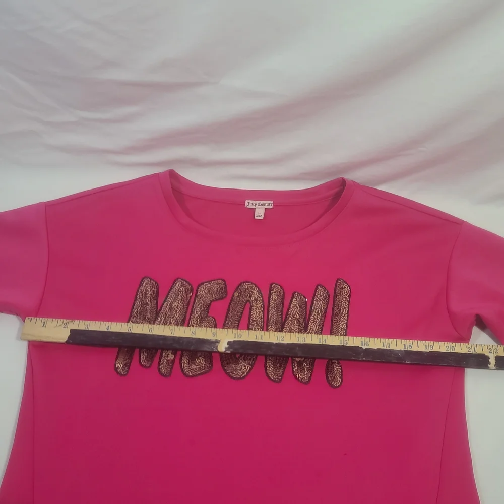 Juicy Couture Pink Meow Long Sleeve Shirt Sequins Size Large - Picture 13 of 16
